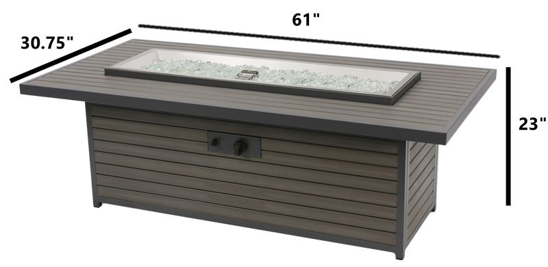 Outdoor GreatRoom Kenwood 61-in Rectangular Propane Fire Pit Table