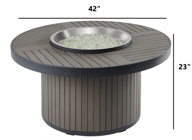 Outdoor GreatRoom Kenwood 42-in Round Propane Fire Pit Table in Taupe