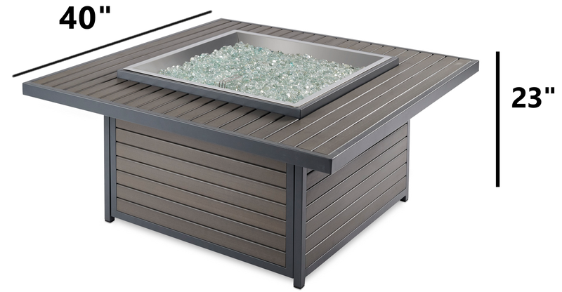 Outdoor GreatRoom Kenwood 40-in Square Propane Fire Pit Table in Brown