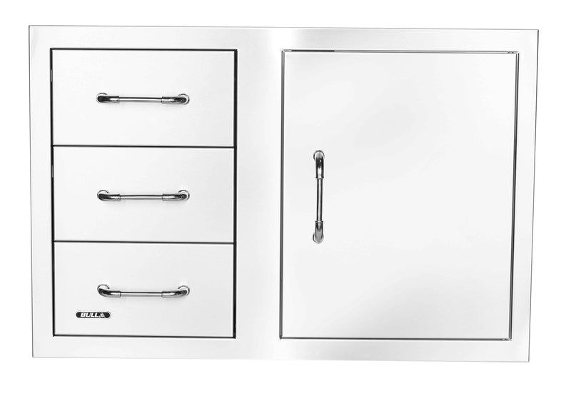 Bull 30-in Stainless Steel 3 Drawer Door Combo w/Reveal