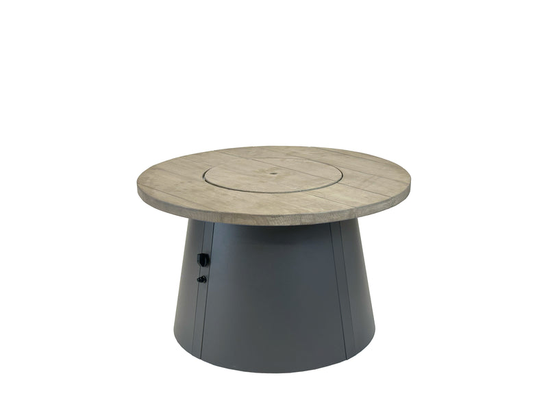 Outdoor GreatRoom Cirvalo 41-in Round Propane Fire Pit Table in Smokey Oak