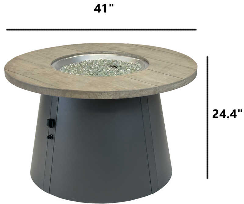 Outdoor GreatRoom Cirvalo 41-in Round Propane Fire Pit Table in Smokey Oak