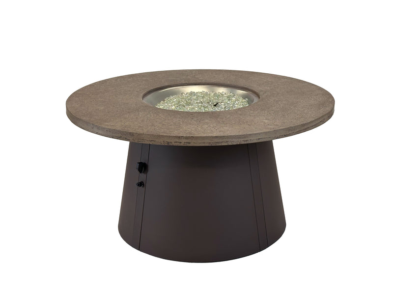 Outdoor GreatRoom Cirvalo 48-in Round Propane Fire Pit Table in Fossil Brown