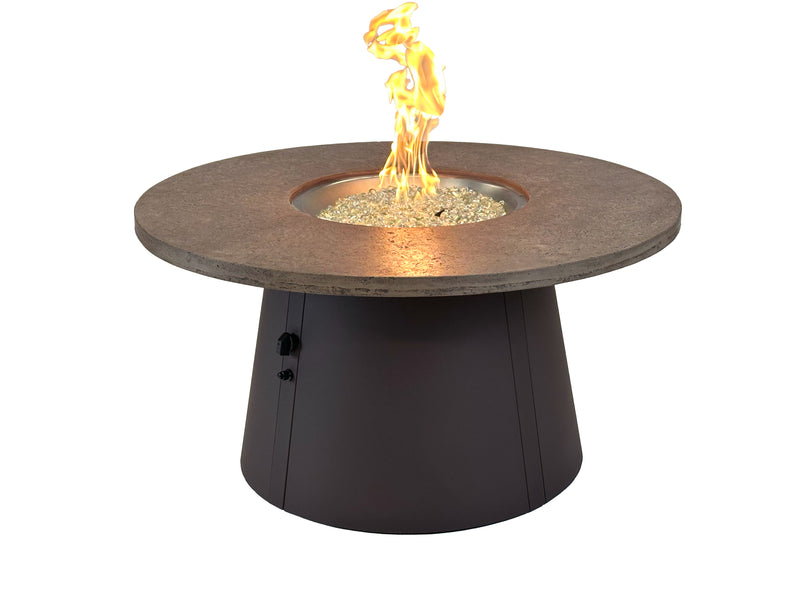 Outdoor GreatRoom Cirvalo 48-in Round Propane Fire Pit Table in Fossil Brown