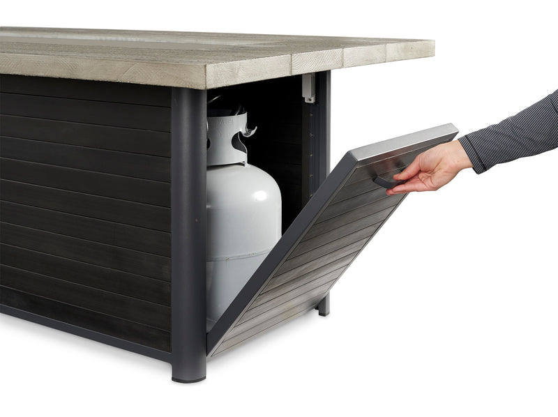 Outdoor GreatRoom Cedar Ridge 61-in Rectangular Propane Fire Pit Table in Gray Cedar