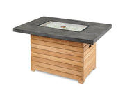 Outdoor GreatRoom Darien 44-in Rectangular Teak Propane Fire Pit Table with Gray Everblend Top