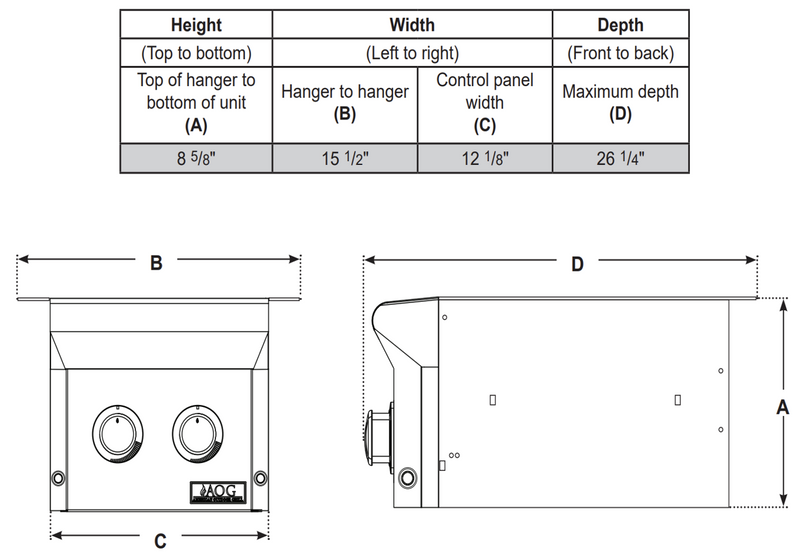 American Outdoor Grill L/T Series Gas Propane Built-In Double Side Burner