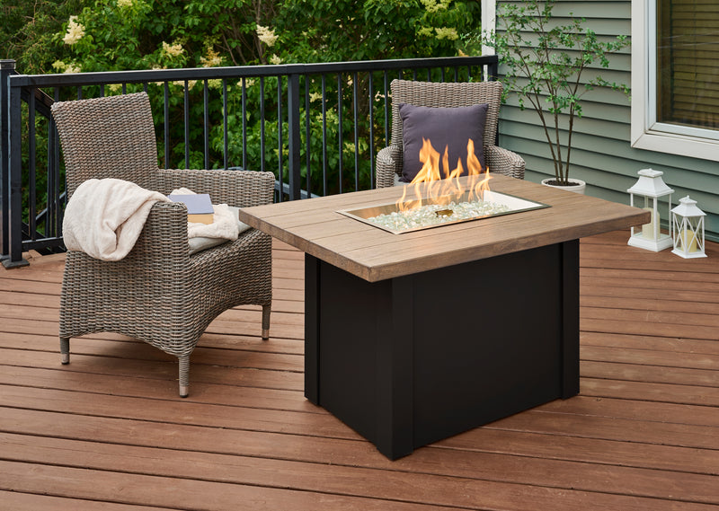 Outdoor GreatRoom Havenwood 44-in Rectangular Propane Fire Pit Table, Driftwood Everblend Top