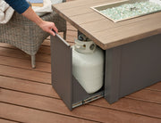 Outdoor GreatRoom Havenwood 44-in Rectangular Propane Fire Pit Table, Driftwood Everblend Top