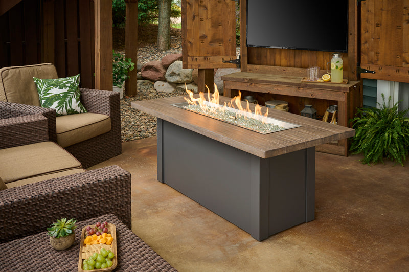 Outdoor GreatRoom Havenwood 62-in Linear Propane Fire Pit Table, Driftwood Everblend Top