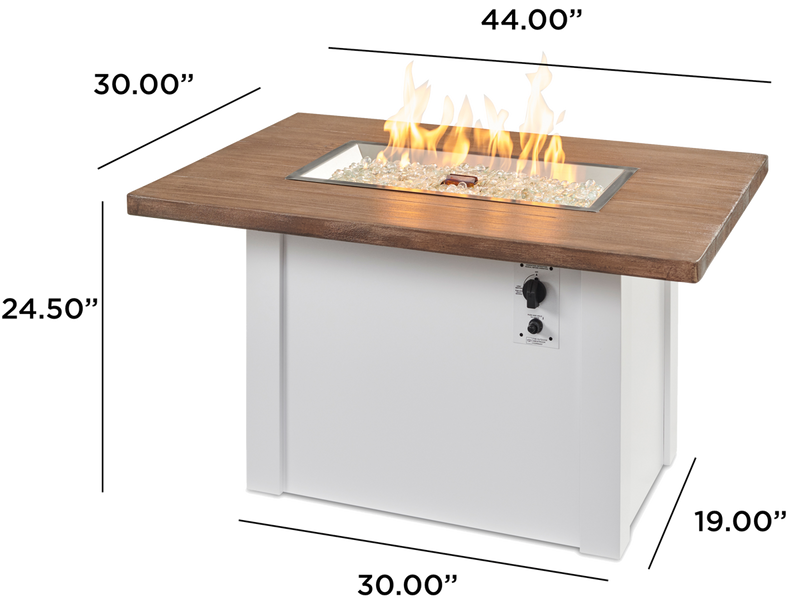 Outdoor GreatRoom Havenwood 44-in Rectangular Propane Fire Pit Table, Driftwood Everblend Top
