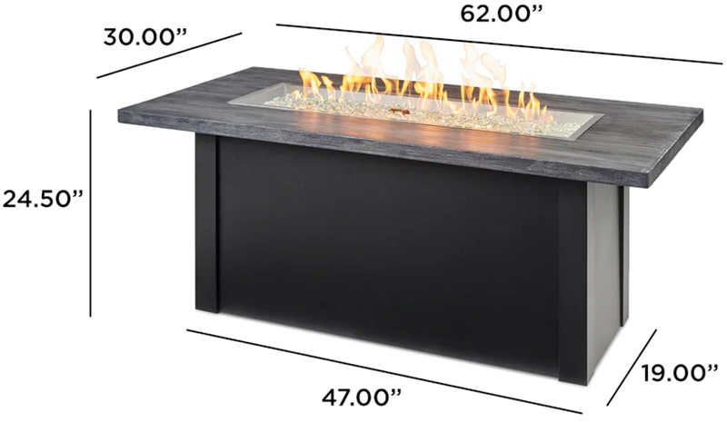 Outdoor GreatRoom Havenwood 62-in Linear Propane Fire Pit Table, Carbon Grey Everblend Top