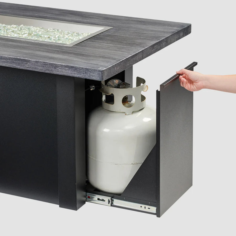 Outdoor GreatRoom Havenwood 62-in Linear Propane Fire Pit Table, Carbon Grey Everblend Top