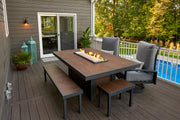 Outdoor GreatRoom Kenwood 5pc Aluminum Propane Fire Pit Dining Set in Brown