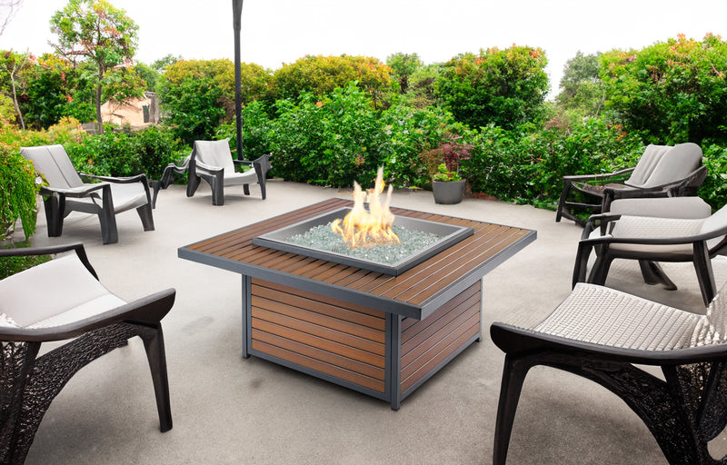 Outdoor GreatRoom Kenwood 40-in Square Propane Fire Pit Table in Brown