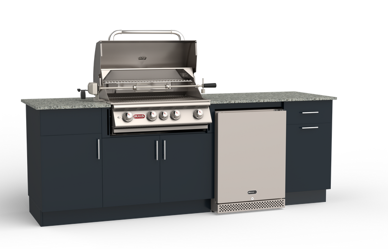 Bull Myrtle Beach Durabull 8-ft Kitchen Island in Symphony Blue Base and Galaxy White Granite