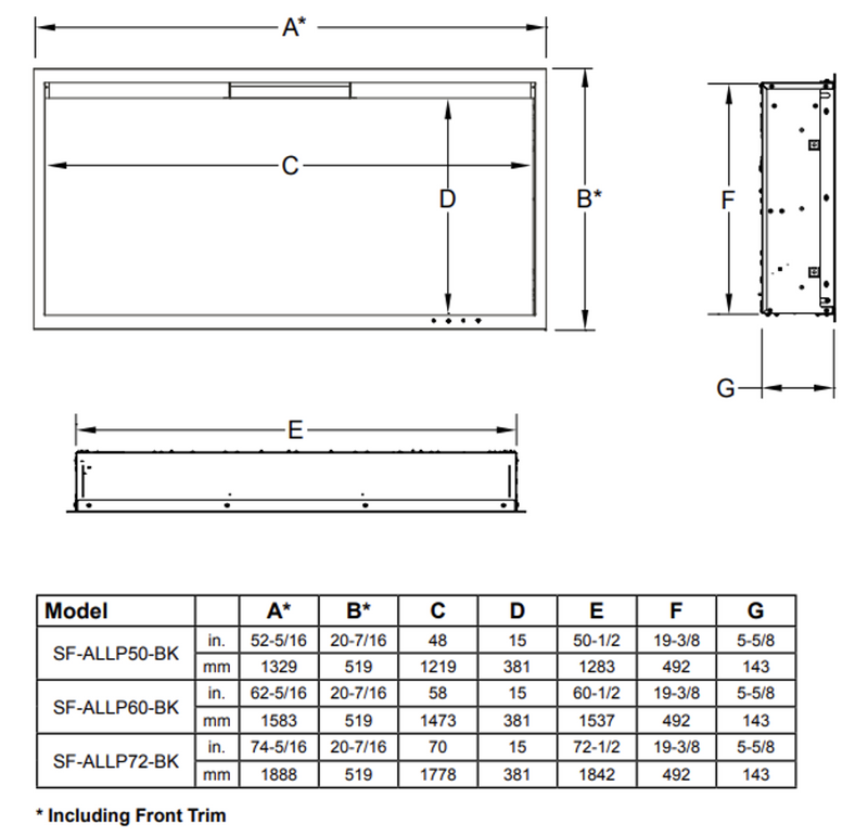 SimpliFire Allusion Platinum 50-in Linear Electric Fireplace