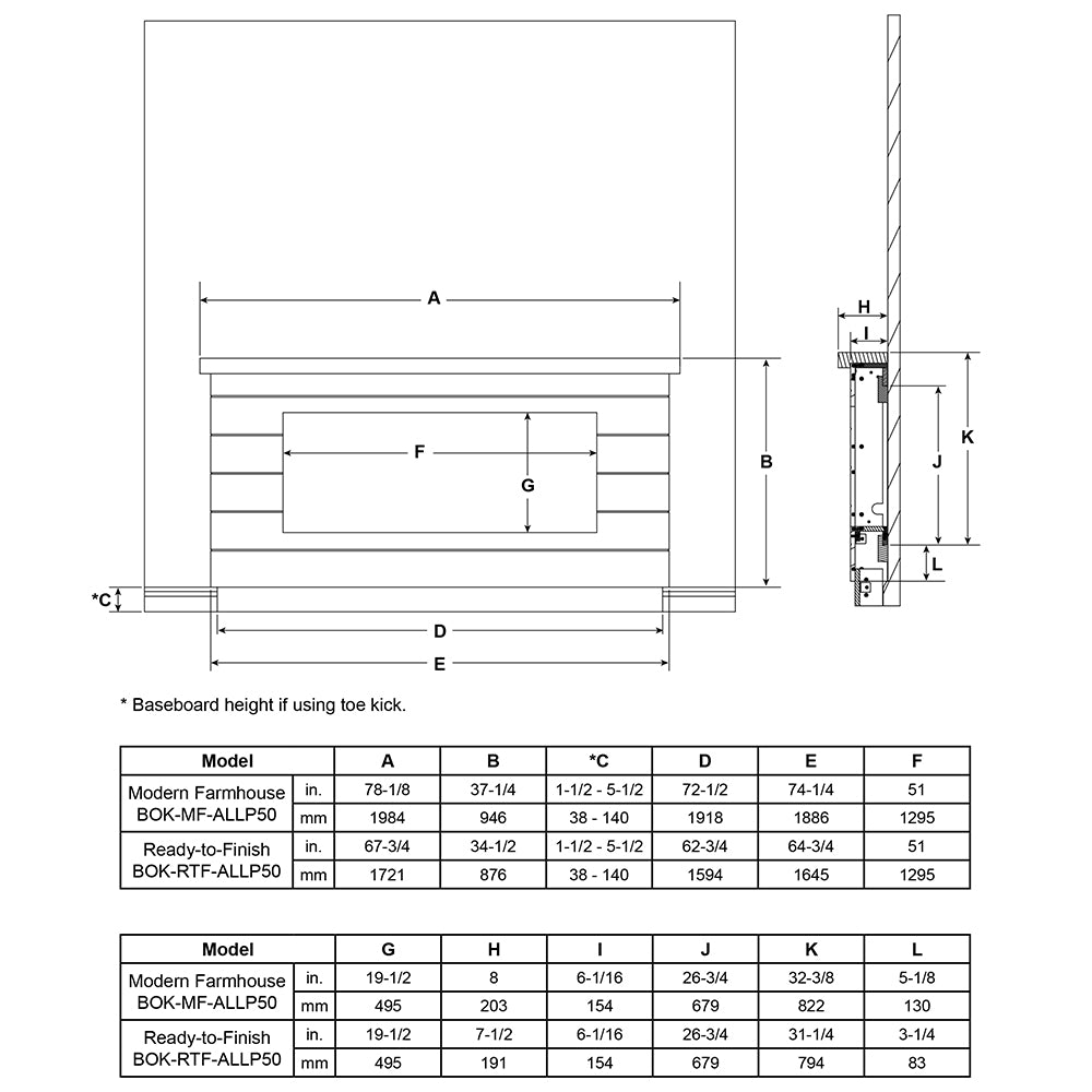 SimpliFire Boyd Ready-to-Finish Style Build-Out Kit for Allusion Platinum 50-in