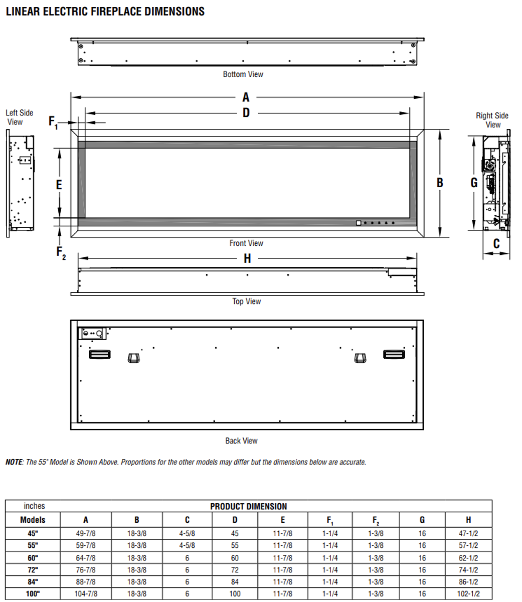 Superior ERL3000 72-in Linear Electric Fireplace