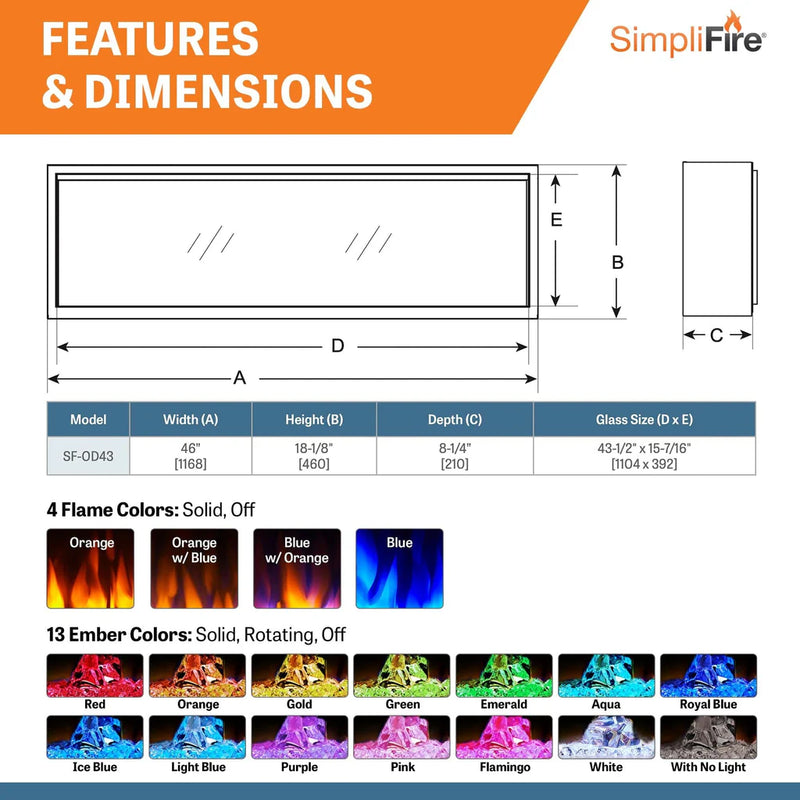 SimpliFire Forum 43-in Outdoor Linear Electric Fireplace