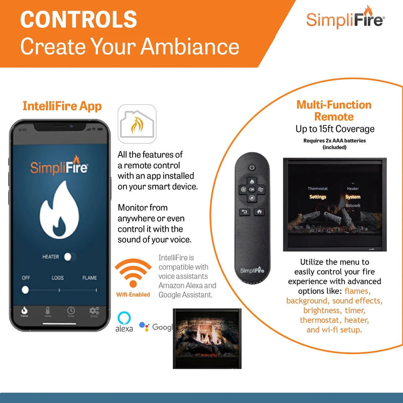 SimpliFire Inception 36-in Built-In Electric Fireplace