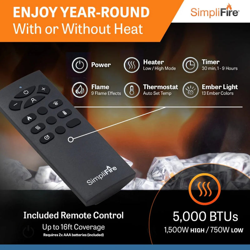 SimpliFire Allusion Slim 72-in Linear Electric Fireplace