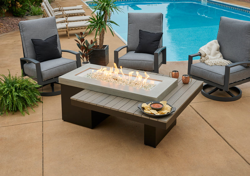 Outdoor GreatRoom Uptown 65-in Linear Gas Fire Table in Coastal Grey