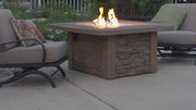 Outdoor GreatRoom Sierra 43-in Square Stone Propane Fire Pit Table in Mocha