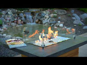 Outdoor GreatRoom Darien 44-in Rectangular Teak Propane Fire Pit Table with Gray Everblend Top
